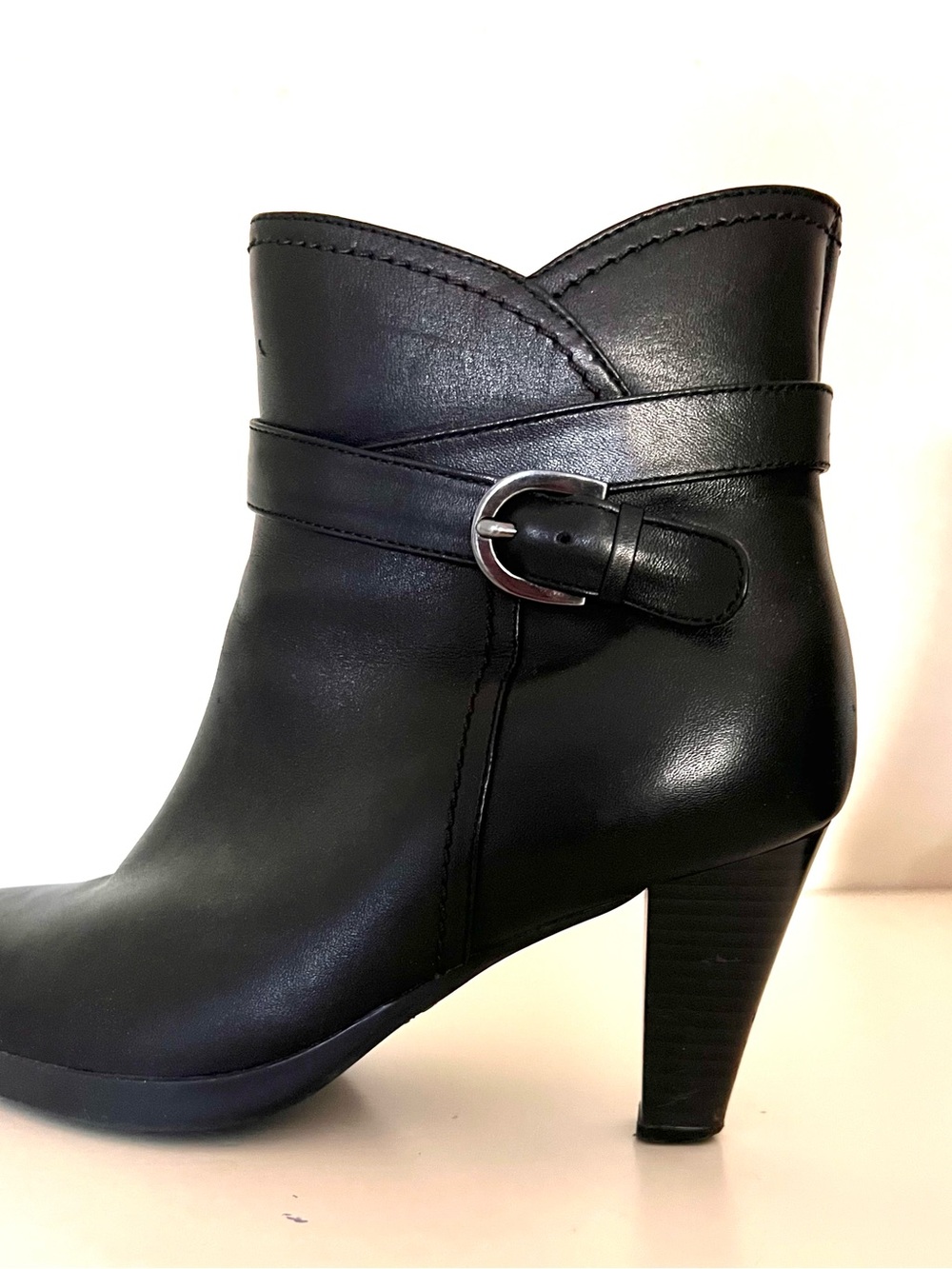 Blondo Black Leather Buckle Ankle Bootie